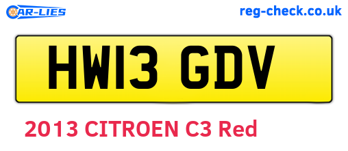 HW13GDV are the vehicle registration plates.