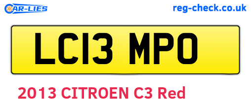 LC13MPO are the vehicle registration plates.