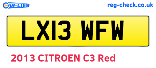 LX13WFW are the vehicle registration plates.