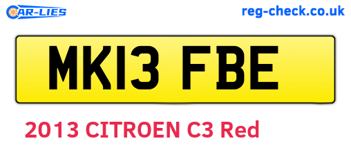 MK13FBE are the vehicle registration plates.