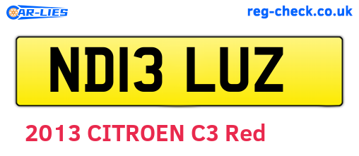 ND13LUZ are the vehicle registration plates.