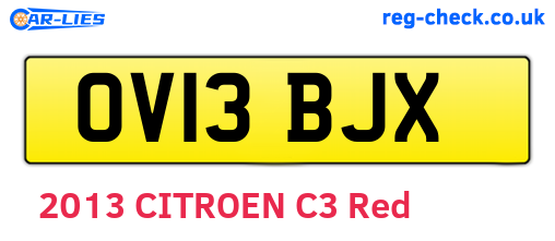 OV13BJX are the vehicle registration plates.