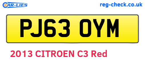 PJ63OYM are the vehicle registration plates.