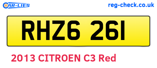 RHZ6261 are the vehicle registration plates.