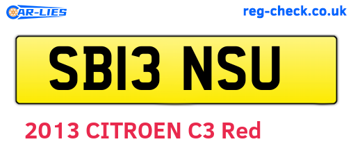 SB13NSU are the vehicle registration plates.
