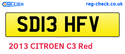 SD13HFV are the vehicle registration plates.