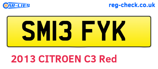 SM13FYK are the vehicle registration plates.