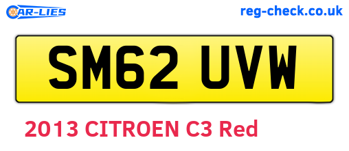 SM62UVW are the vehicle registration plates.
