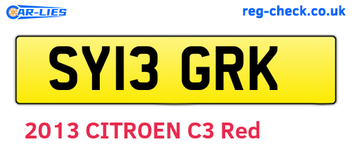 SY13GRK are the vehicle registration plates.