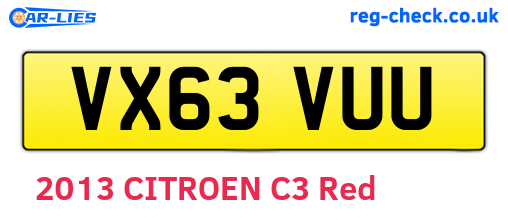 VX63VUU are the vehicle registration plates.