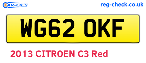 WG62OKF are the vehicle registration plates.