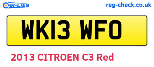 WK13WFO are the vehicle registration plates.