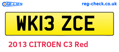 WK13ZCE are the vehicle registration plates.