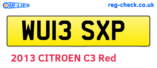 WU13SXP are the vehicle registration plates.
