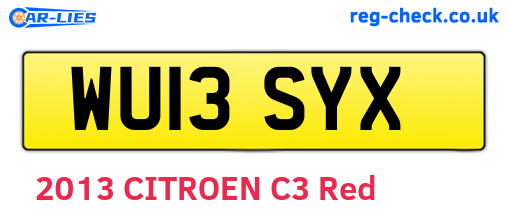 WU13SYX are the vehicle registration plates.