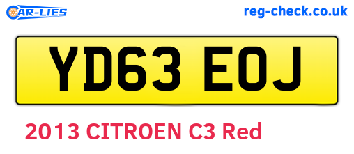 YD63EOJ are the vehicle registration plates.