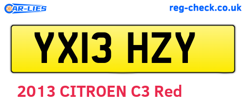 YX13HZY are the vehicle registration plates.