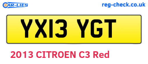YX13YGT are the vehicle registration plates.