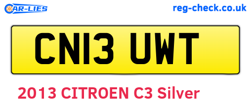 CN13UWT are the vehicle registration plates.