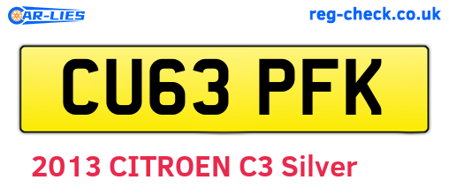 CU63PFK are the vehicle registration plates.
