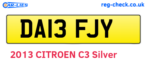 DA13FJY are the vehicle registration plates.
