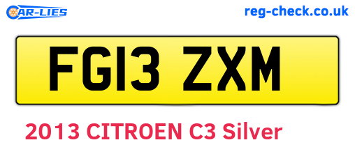 FG13ZXM are the vehicle registration plates.