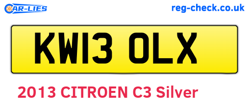 KW13OLX are the vehicle registration plates.