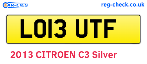 LO13UTF are the vehicle registration plates.
