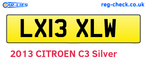 LX13XLW are the vehicle registration plates.