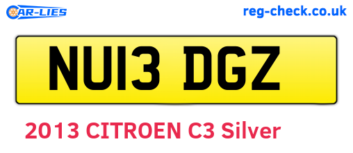 NU13DGZ are the vehicle registration plates.