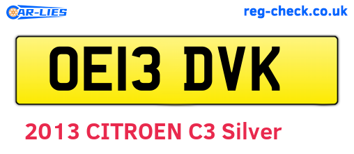 OE13DVK are the vehicle registration plates.