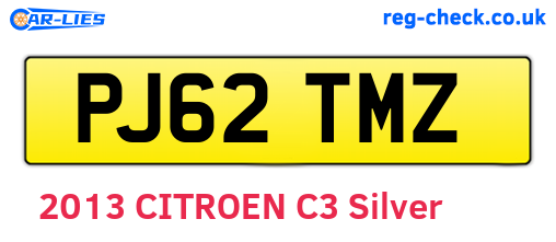 PJ62TMZ are the vehicle registration plates.