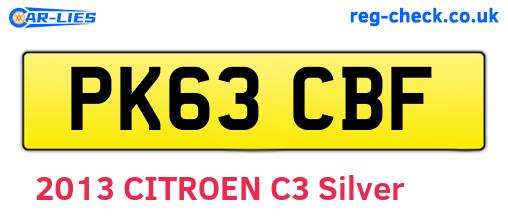 PK63CBF are the vehicle registration plates.