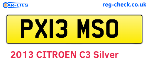 PX13MSO are the vehicle registration plates.