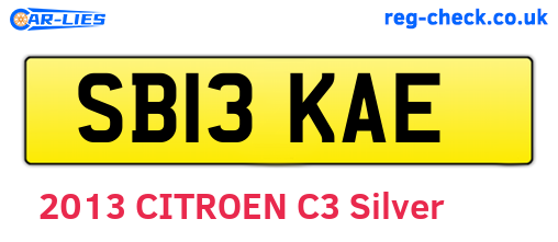 SB13KAE are the vehicle registration plates.