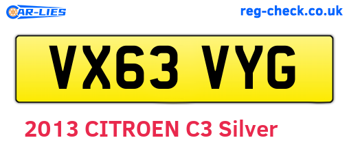 VX63VYG are the vehicle registration plates.