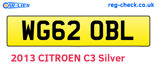 WG62OBL are the vehicle registration plates.