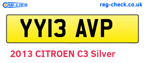 YY13AVP are the vehicle registration plates.