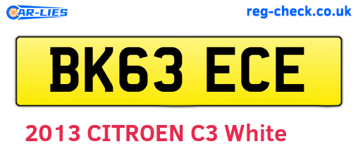 BK63ECE are the vehicle registration plates.