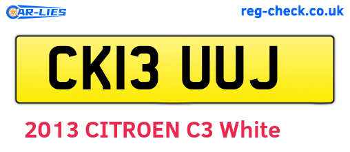CK13UUJ are the vehicle registration plates.