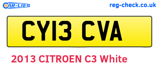 CY13CVA are the vehicle registration plates.