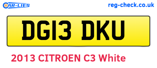 DG13DKU are the vehicle registration plates.