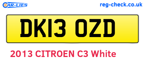 DK13OZD are the vehicle registration plates.