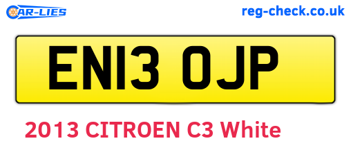 EN13OJP are the vehicle registration plates.