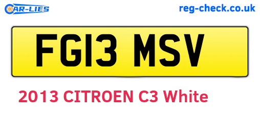 FG13MSV are the vehicle registration plates.
