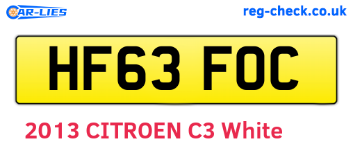 HF63FOC are the vehicle registration plates.