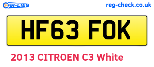 HF63FOK are the vehicle registration plates.