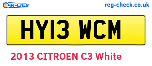 HY13WCM are the vehicle registration plates.