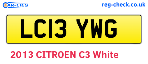 LC13YWG are the vehicle registration plates.