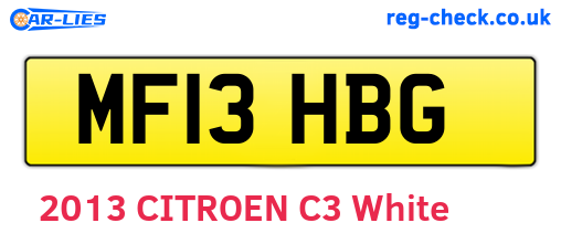 MF13HBG are the vehicle registration plates.